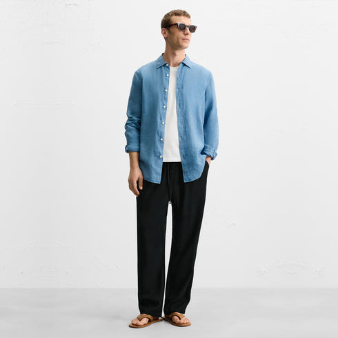 ZR Black Cotton Pique Trouser